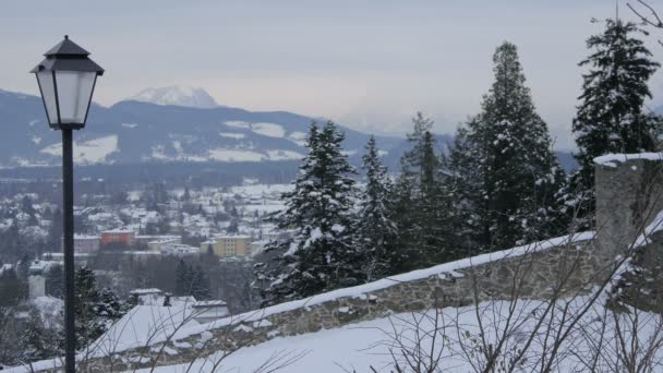 从山上看萨尔茨堡的高角度 — 图库视频影像