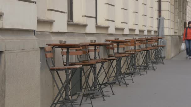 Tables Chairs Pedestrian Street — Stock Video