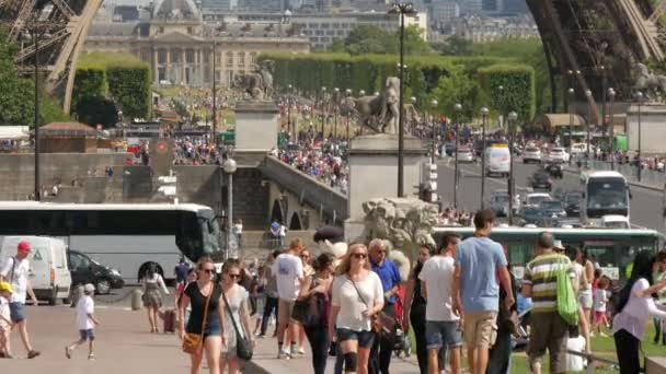 Trocadero Gardens Jena Bridge Field Mars — Stockvideo