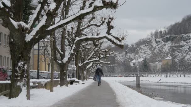 Callejón Orilla Del Río Salzach — Vídeos de Stock