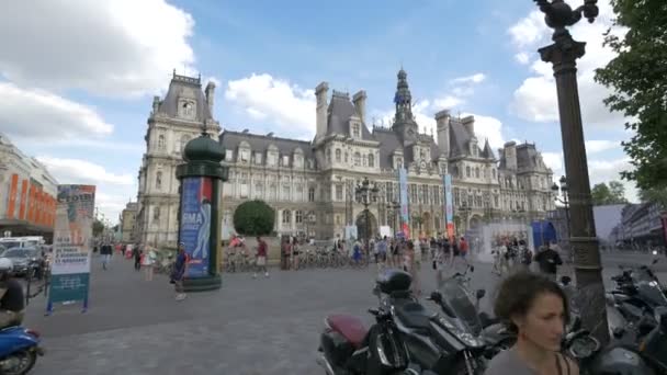 City Hall Plaza Paříži — Stock video