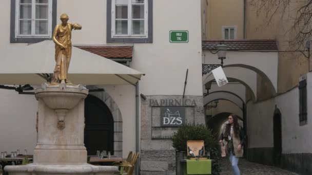 Statua Oro Piazza Del Pescatore — Video Stock