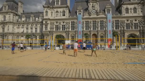 Пляжный Залп Перед Ратушей Париж — стоковое видео