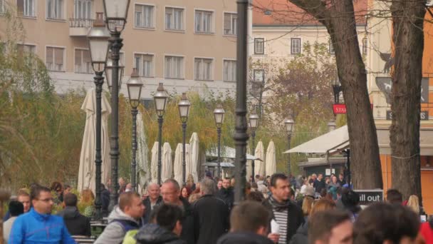 Натовп Вулиці Любляні — стокове відео