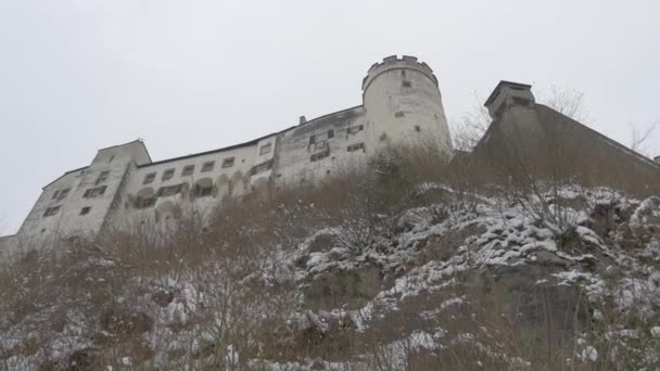Bajo Ángulo Fortaleza Salzburgo — Vídeos de Stock
