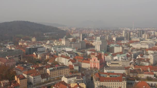 Uitzicht Stad Ljubljana — Stockvideo