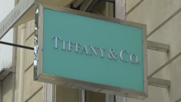 Ladenschild Für Tiffany — Stockvideo