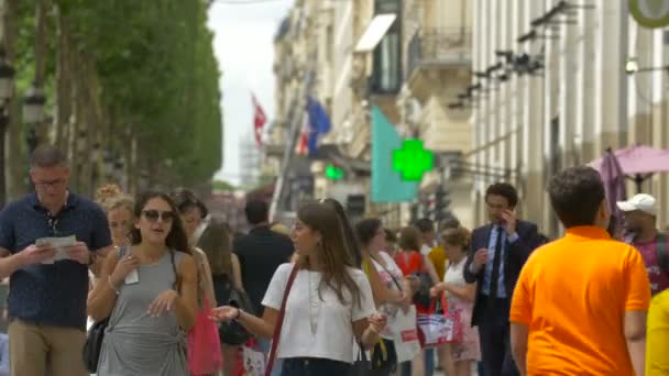 Wandelen Avenue Des Champs Elysees — Stockvideo