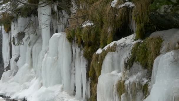 Вид Замерзший Водопад — стоковое видео