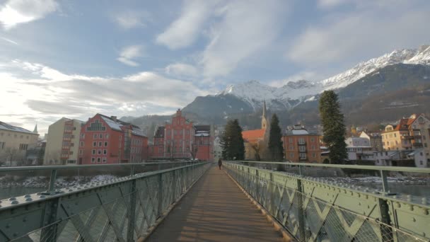 Puente Innsteg Innsbruck Austria — Vídeos de Stock