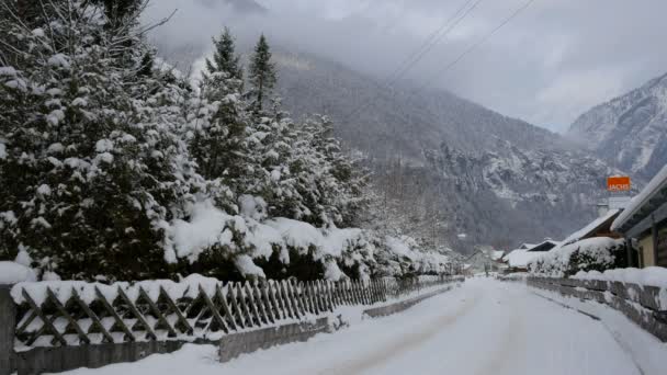 Snowy Street Mountains Austria — Stock Video