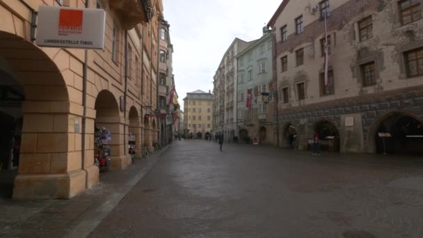 Dlážděná Ulice Innsbruck Rakousko — Stock video