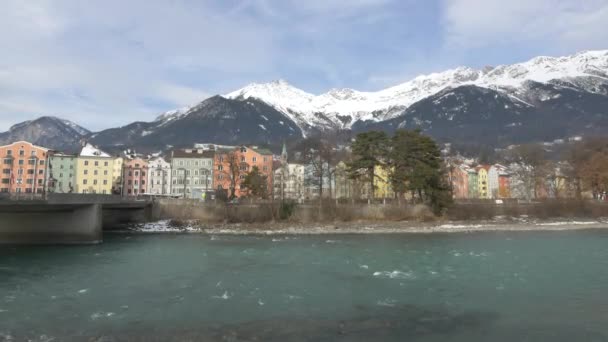Innsbruck Avusturya Daki Inn Nehri — Stok video