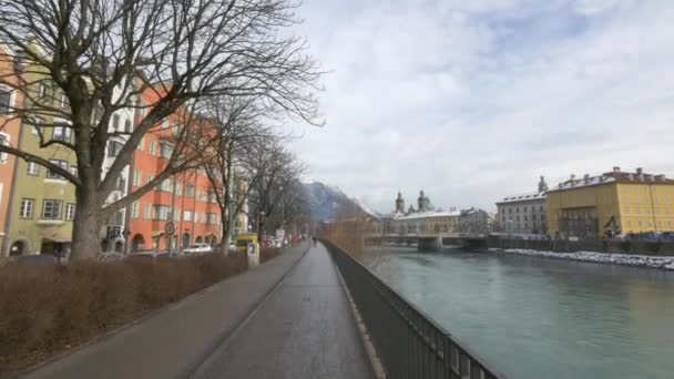 Inn Riverside Innsbruck Austria — Stock Video
