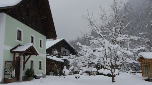 Nieve Sobre Las Casas — Vídeos de Stock