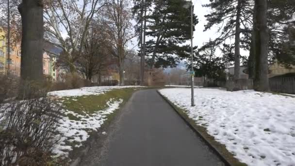 Callejón Parque Día Invierno Innsbruck — Vídeos de Stock