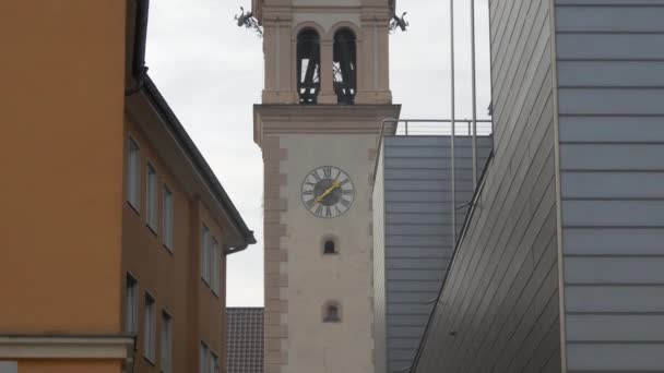 Kirchturm Der Servitenkirche Innsbruck Österreich — Stockvideo