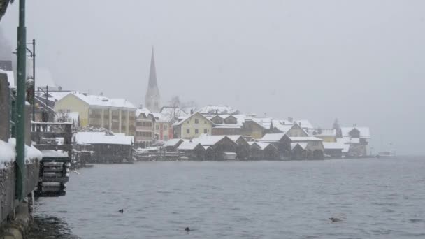 Hallstatt Lake Seen Winter Day — Stock Video