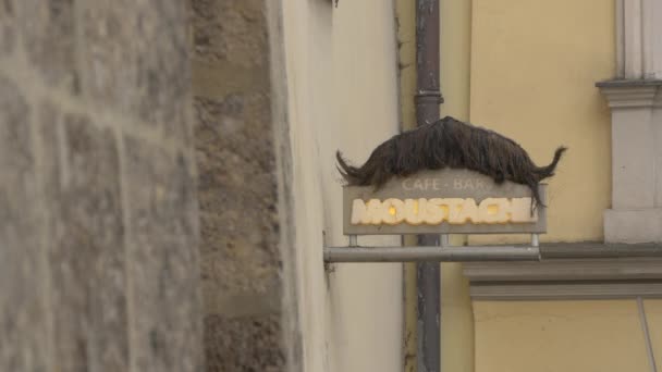 Moustache Café Bar Sinal — Vídeo de Stock