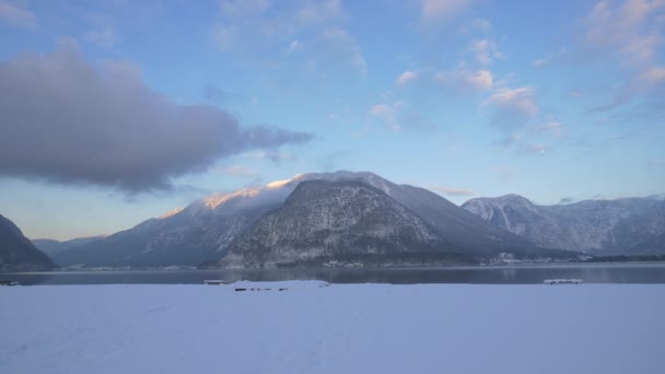 Wspaniały Widok Hallstatter See Góry Austria — Wideo stockowe