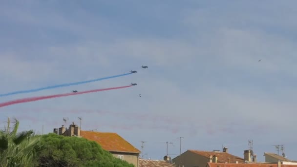 Pattuglia Aerea Francese Che Vola Allo Spettacolo Aereo — Video Stock