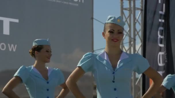 Women Stewardess Costumes Acting — Stock videók