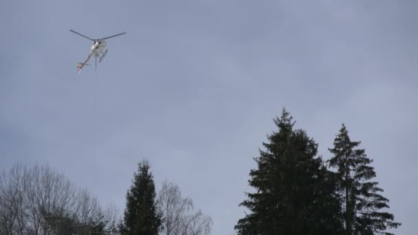 Вертолет Летит Над Деревьями — стоковое видео