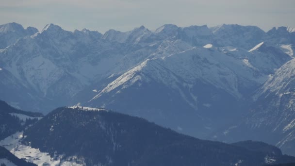 Vedere Panoramică Munților Timpul Iernii — Videoclip de stoc