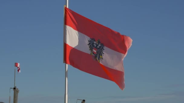 Záběry Vlající Rakouské Vlajky — Stock video