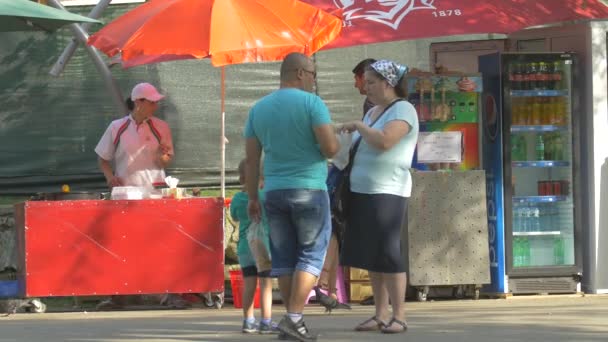 Ludzie Stojący Alejce Parku — Wideo stockowe