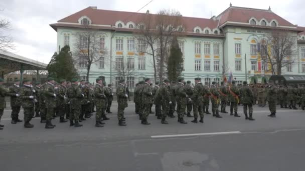 Aralık 1918 Alba Iulia Bulvarı Ndaki Askerler — Stok video