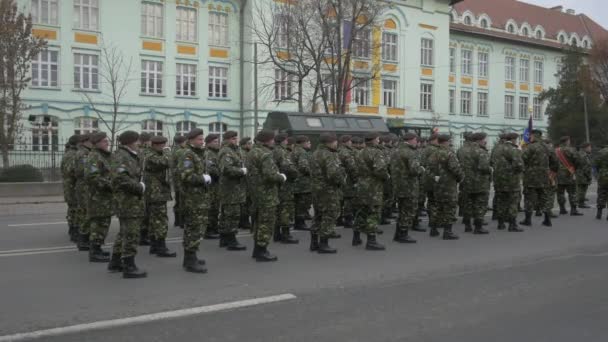 Soldados Uniformados Desfile Del Día Nacional — Vídeo de stock