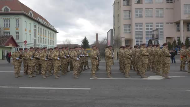 Soldats Aise Défilé Fête Nationale Alba Iulia — Video