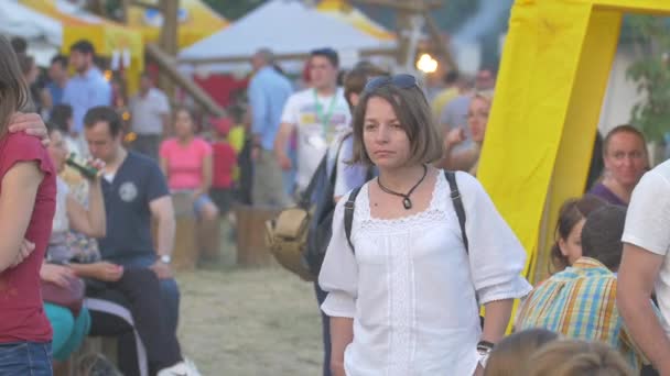 Woman Dancing Slowly Festival — Stock Video