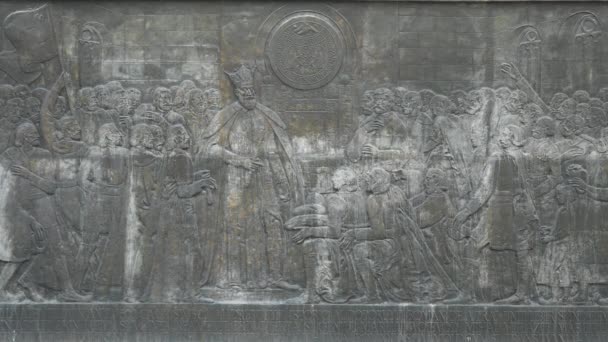 Flachrelief Auf Dem Prinzenpalast Alba Iulia — Stockvideo