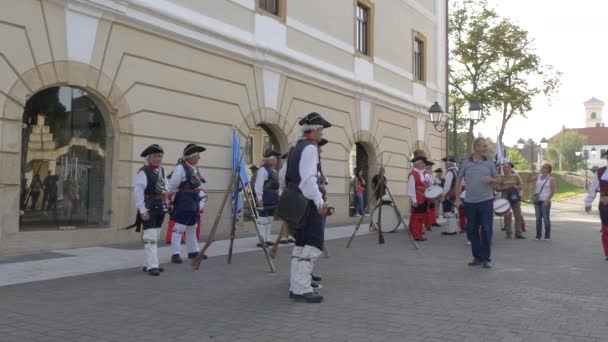 Prendre Des Photos Avec Des Hommes Vêtus Costumes Médiévaux — Video