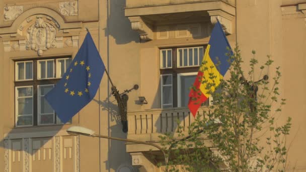 European Union Flag Romanian Flag — 图库视频影像