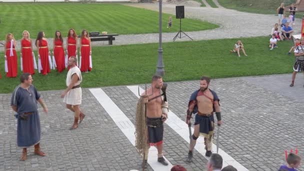 Representación Medieval Fortaleza Alba Iulia — Vídeos de Stock
