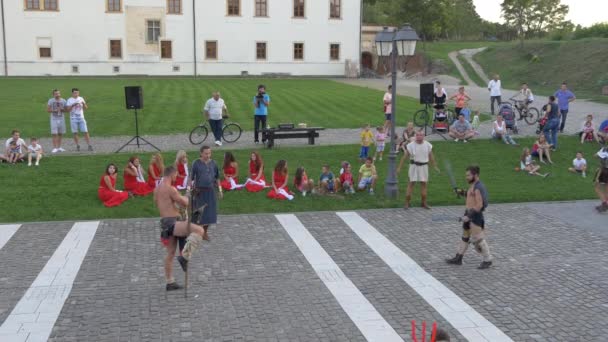 Uma Cena Esboço Medieval Realizada Alba Iulia — Vídeo de Stock