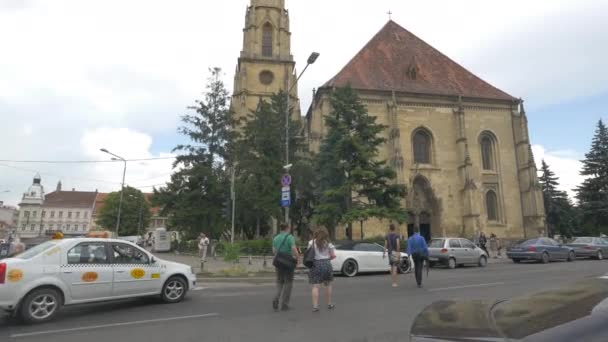 Церковь Святого Михаила Клуж Напока — стоковое видео