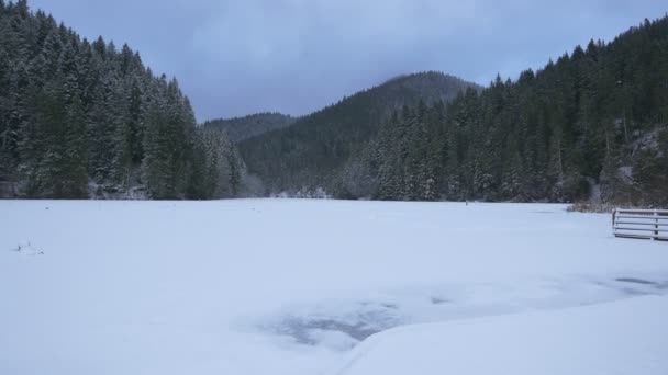 Lago Bicaz Coperto Neve — Video Stock