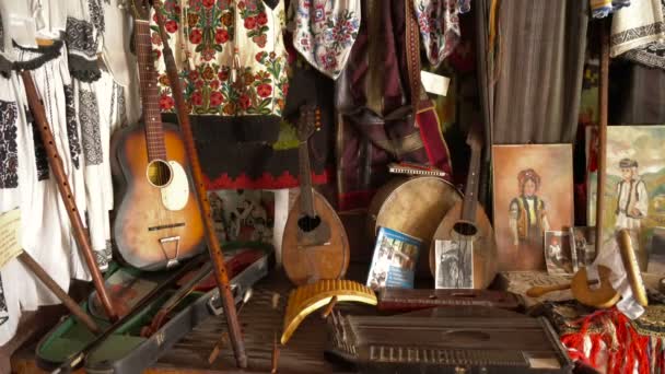 Vista Los Instrumentos Musicales Tradicionales — Vídeo de stock