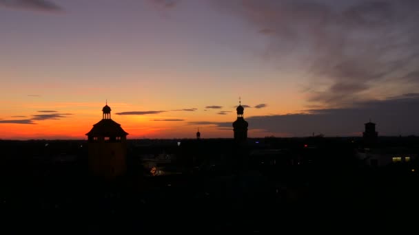 Pôr Sol Sobre Cidade Bruchsal — Vídeo de Stock