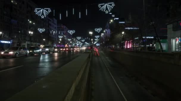 圣诞期间Bratianu大道的时间 — 图库视频影像