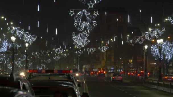 Boulevard Com Luzes Brancas Natal — Vídeo de Stock