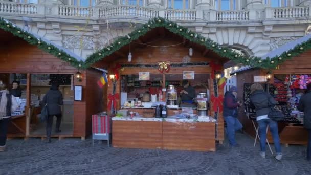 Stalls Food Souvenirs Christmas Market — Wideo stockowe