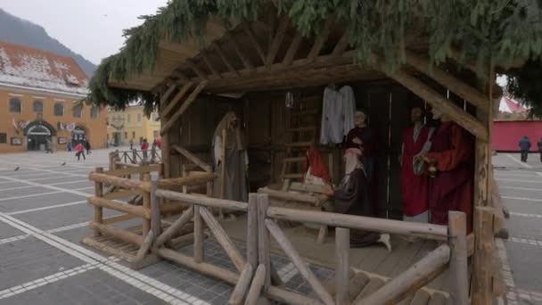 Nativity Scene Old Town Brasov — Stock Video