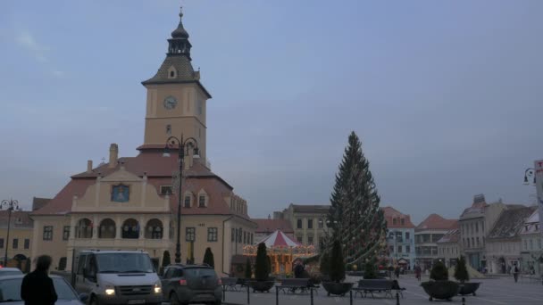 Ayuntamiento Viejo Plaza Del Consejo Brasov — Vídeo de stock