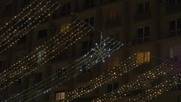 Luzes Natal Estrelas Cintilantes Noite — Vídeo de Stock