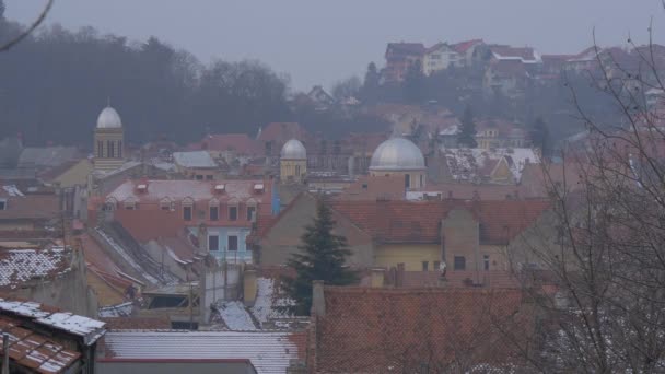 Techos Torres Casco Antiguo Brasov — Vídeos de Stock